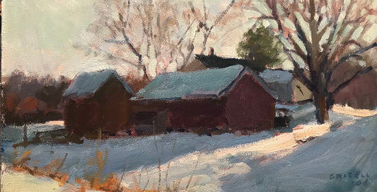 Barns in Winter Sunlight (9 x 16 Inches)