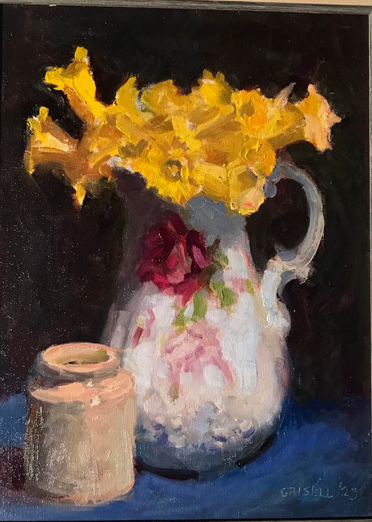 Daffodils in Painted Pitcher (16 x 12 Inches)