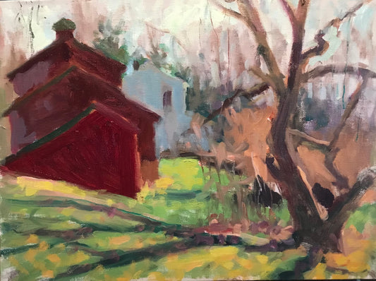 House and Barn in Spring (12 x 16 Inches)