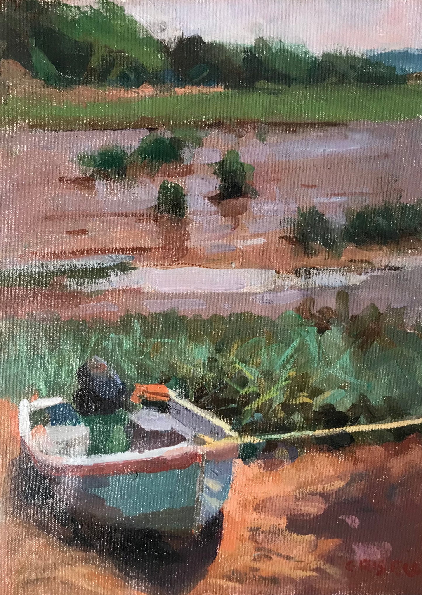 Little Blue Rowboat (16 x 12 Inches)