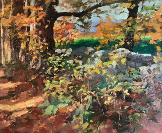 October- Trees and Stone Wall (16 x 20 Inches)