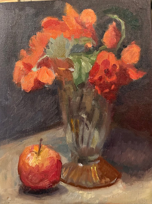 Apple and Begonia Blossoms (14 x 11 Inches)