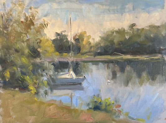 Boat at Bantam Lake (11 x 14 Inches)