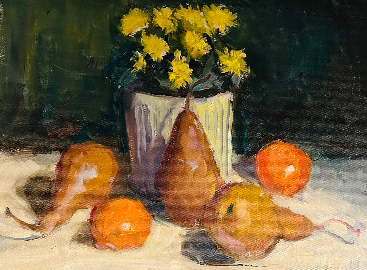 Bosc Pears and Mums (12 x 16 Inches)