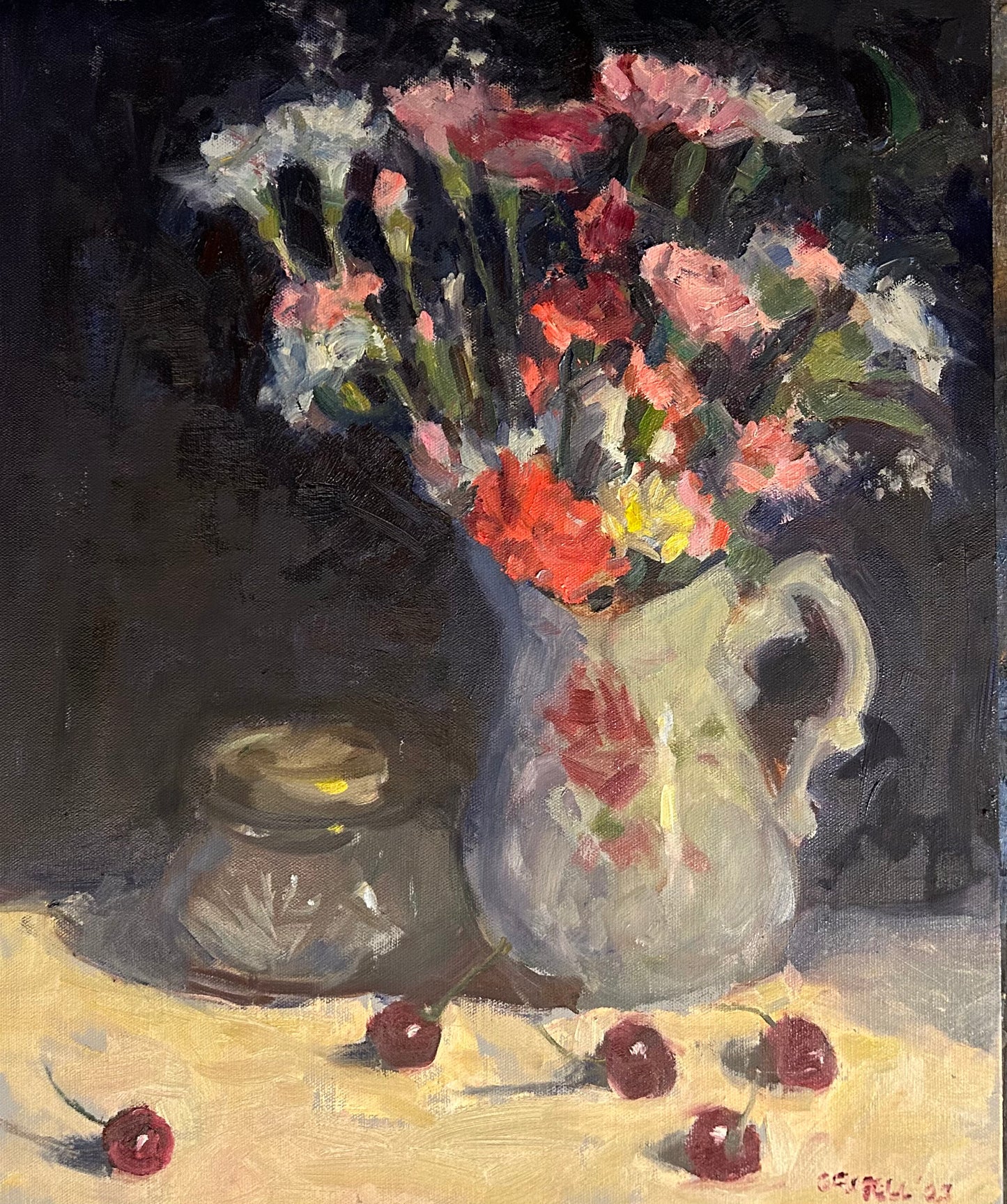 Carnations and Cherries (20 x 16 Inches)