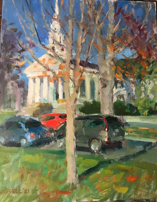 Church and Cars (20 x 16 Inches)