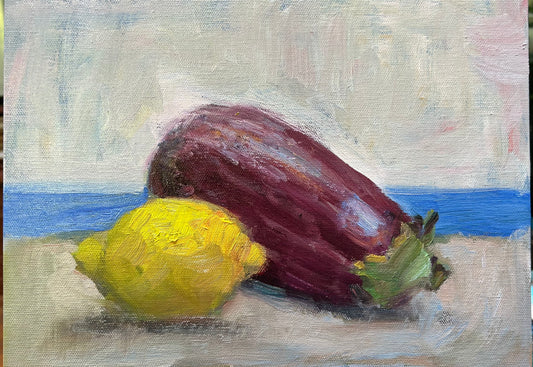 Eggplant and Lemon (9 x 12 Inches)