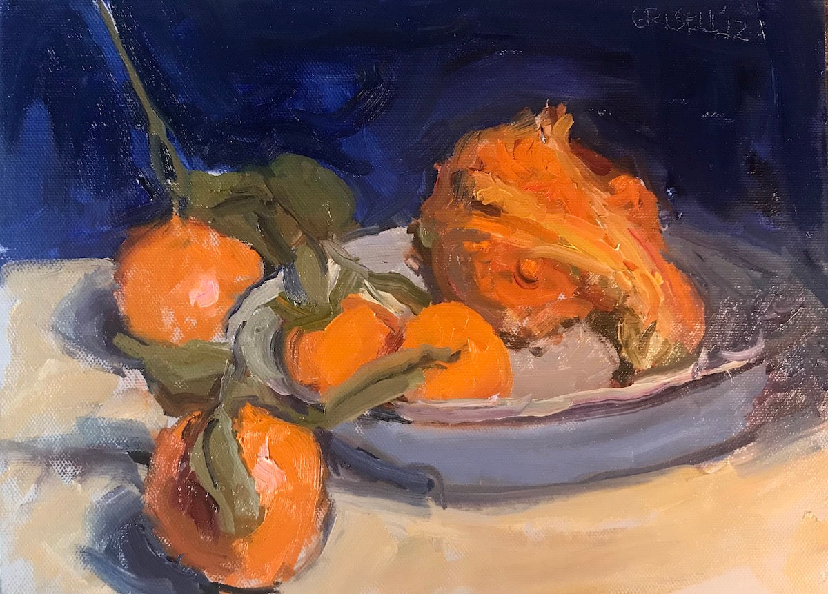 Gourd with Mandarins (9 x 12 Inches)