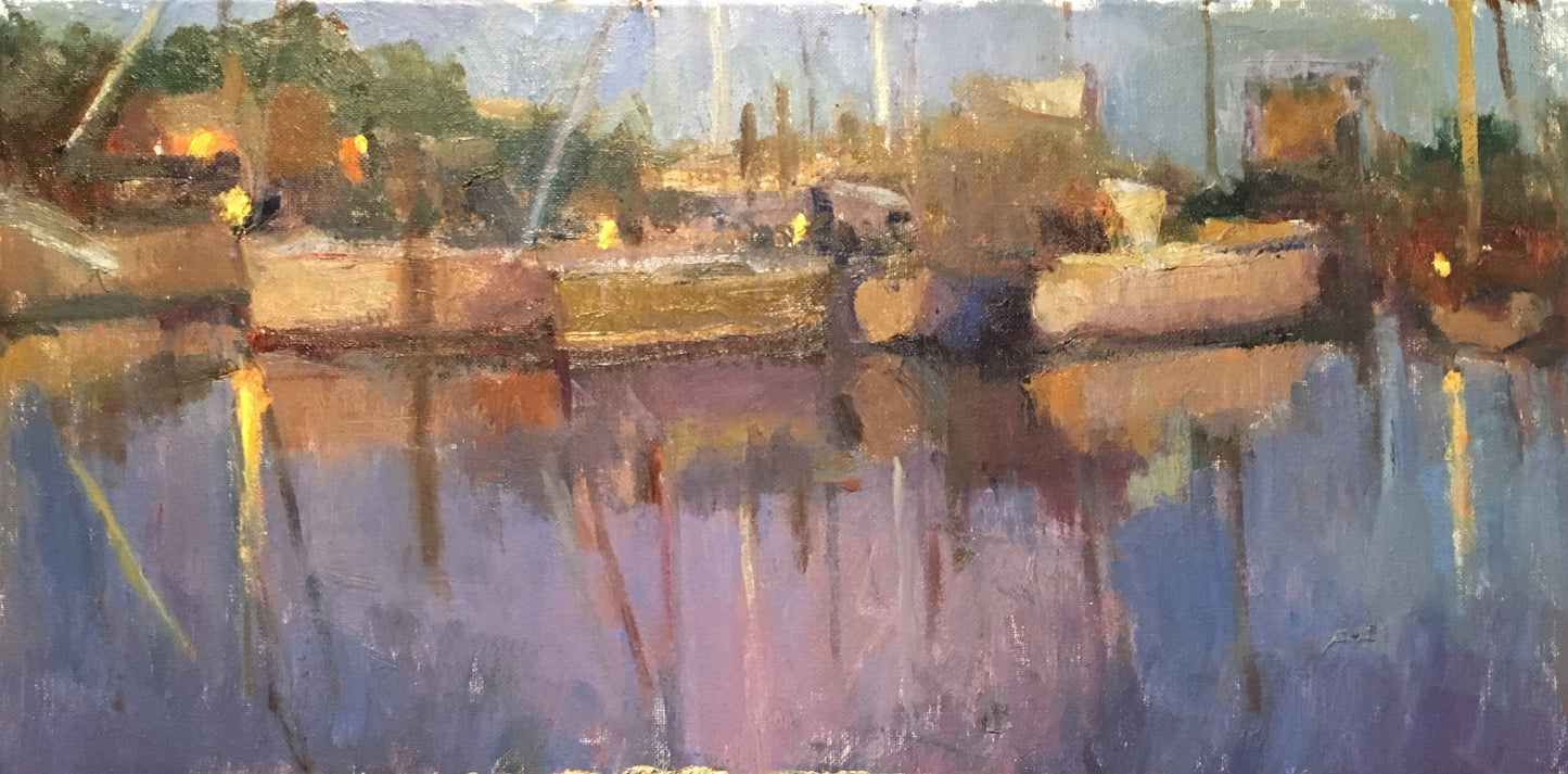 Harbor at Night (10 x 20 Inches)