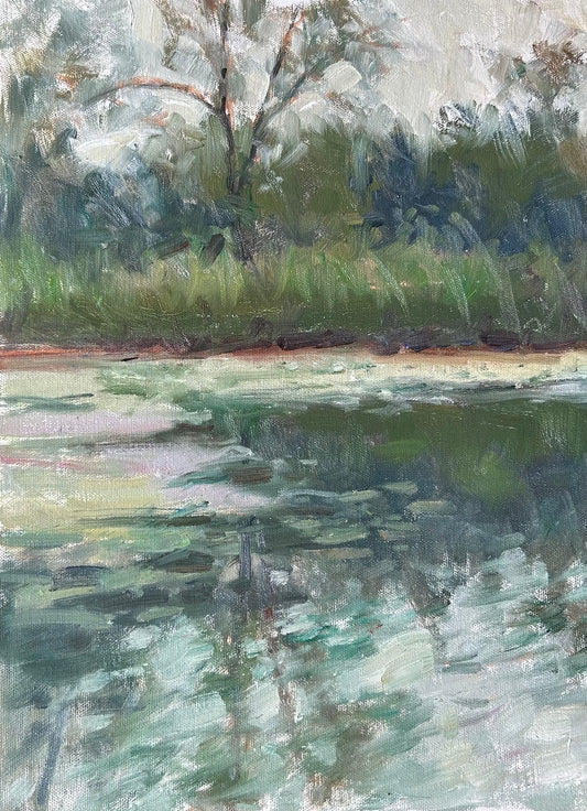 Hatch Pond Under a White Sky (16 x 12 Inches)