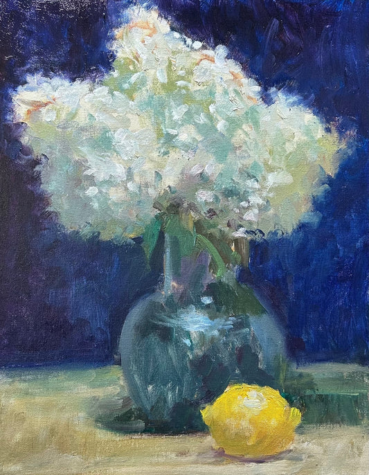 Hydrangeas and Lemon (20 x 16 Inches)