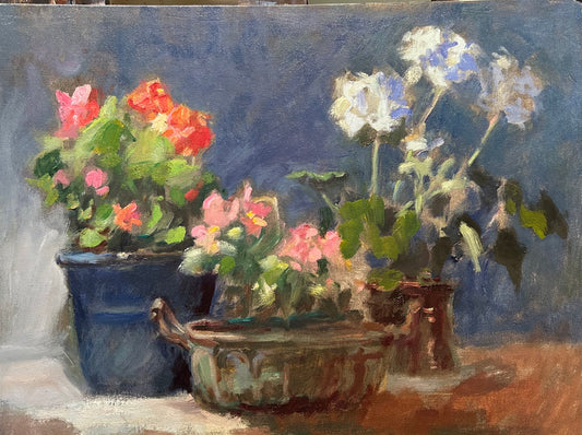 "Begonias and Geranium" (18.5 x 24 Inches)