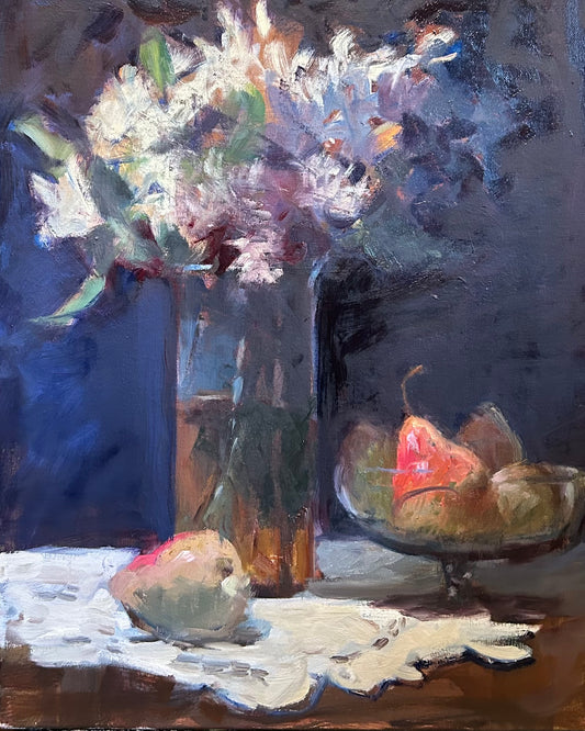 Flowers and Pears (20 x 16 Inches)