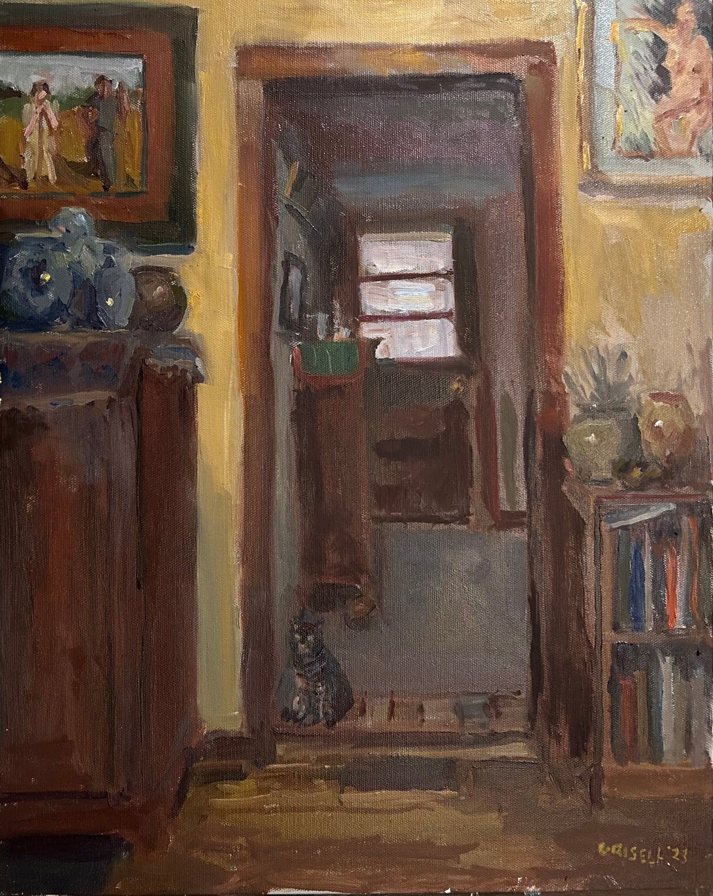 Interior with Cat (20 Inches x 16 Inches)