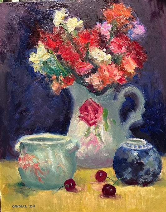 Carnations and Cherries (20 x 16 Inches)