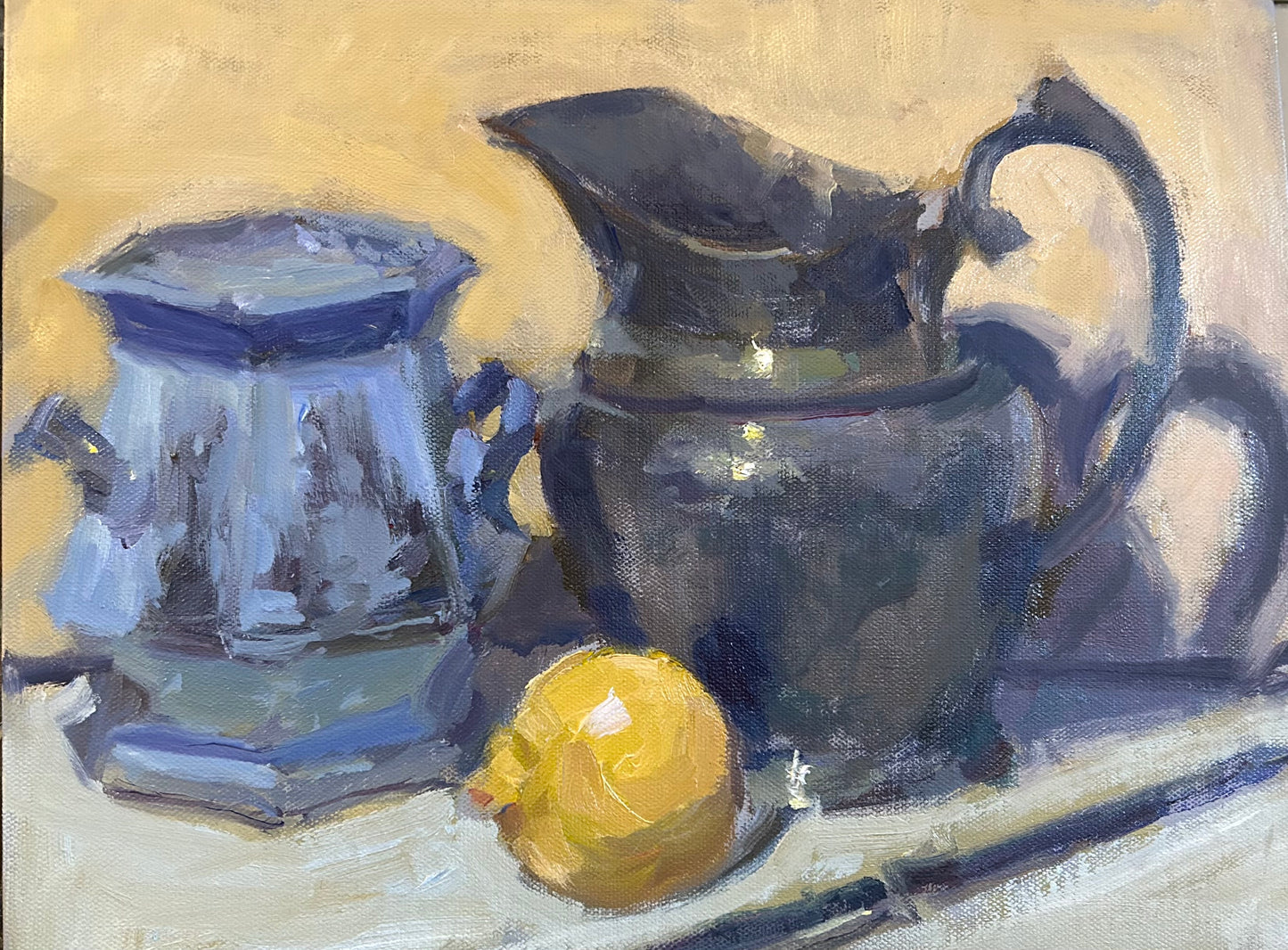 Lemon and Tarnished Pitcher (11 x 14 Inches)