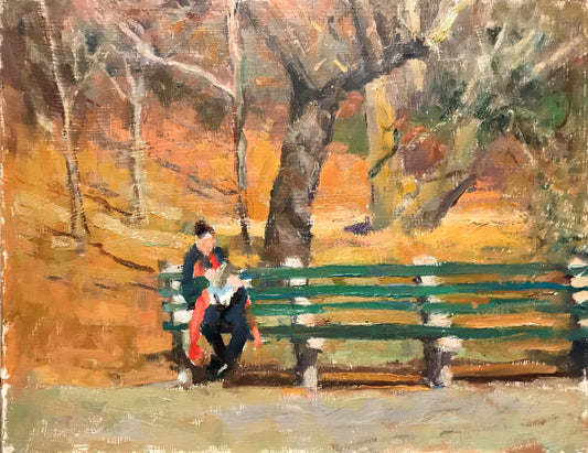 Reader in Central Park (12 x 16 Inches)