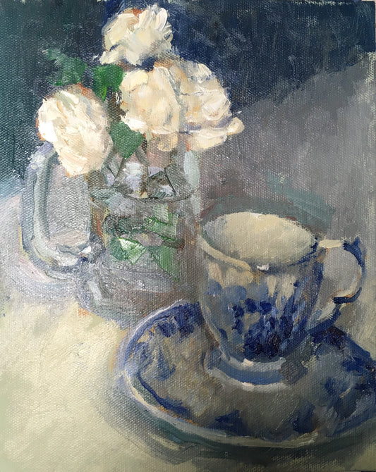 Roses and Teacup (10 x 8 Inches)
