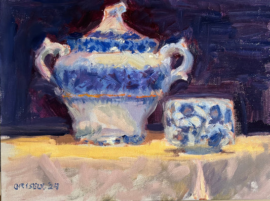 Sugar Bowl and Teacup (9 x 12 Inches)