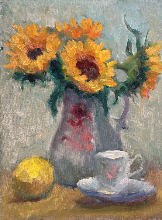 Sunflowers and Teacup (16 x 12 Inches)