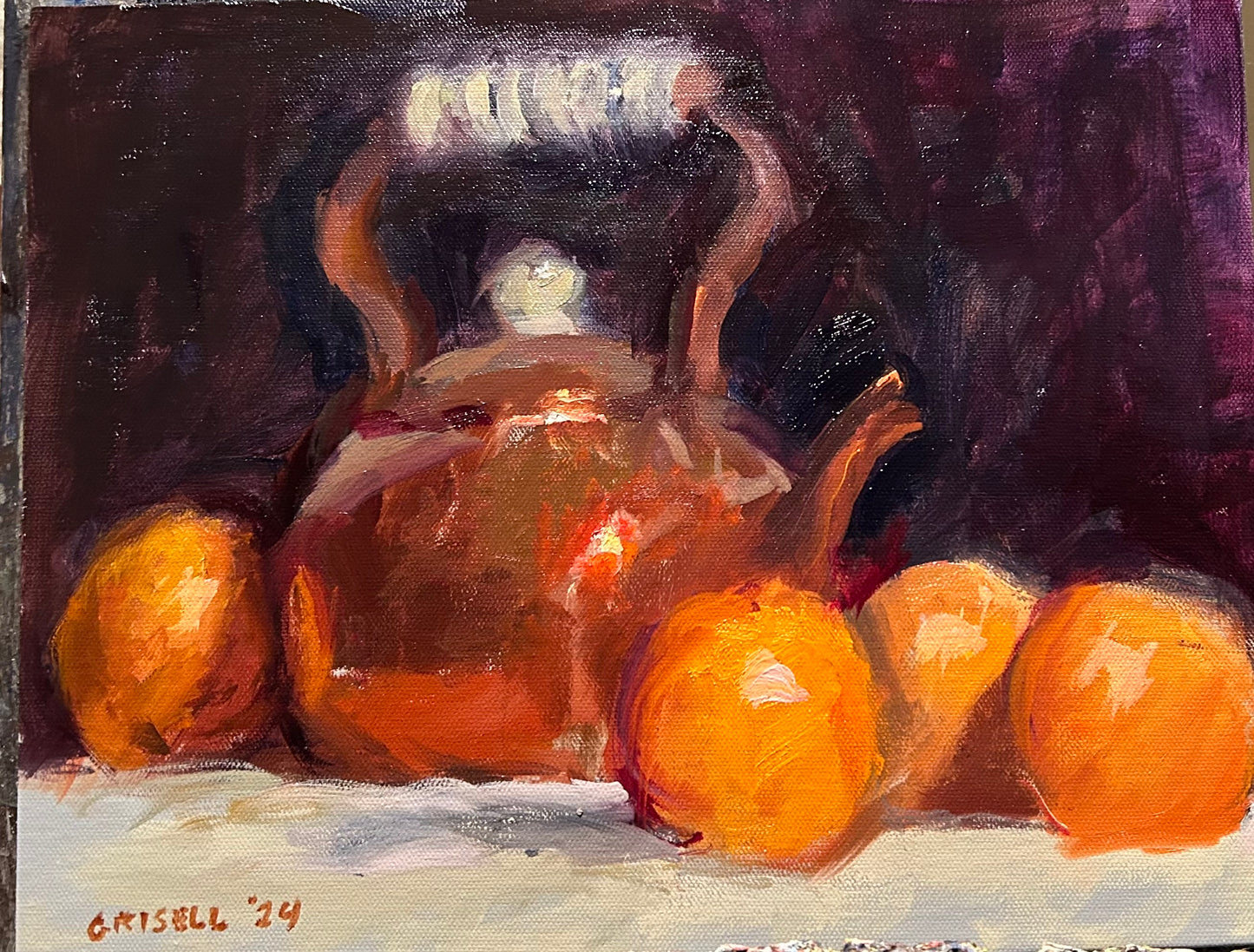 “Teakettle and Oranges” (11 x 14 Inches)