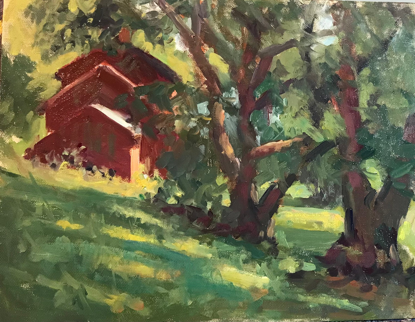 The Barn Seen from Under Trees (11 x 14 Inches)