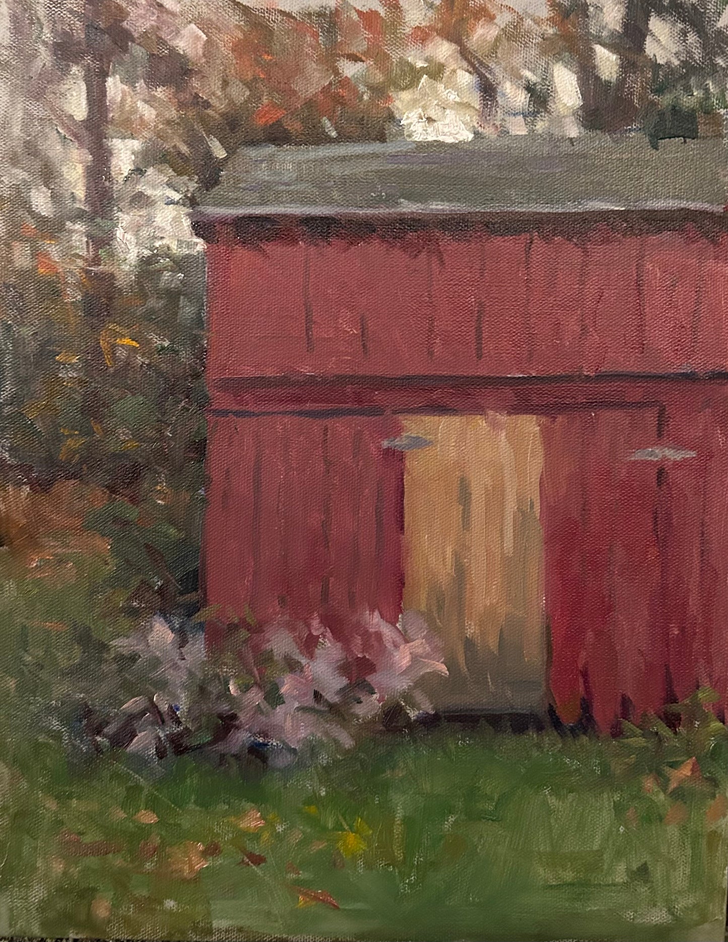 Tractor Shed in October (14 x 11 Inches)