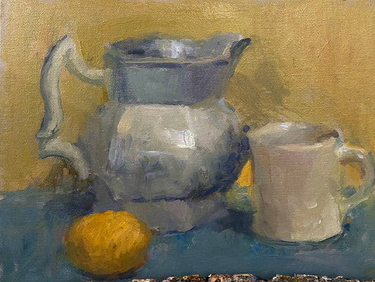 White Pitcher and Mug (9 x 12 Inches)