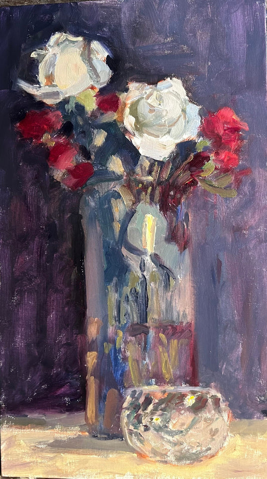 White Roses and Carnations (20 x 10 Inches)